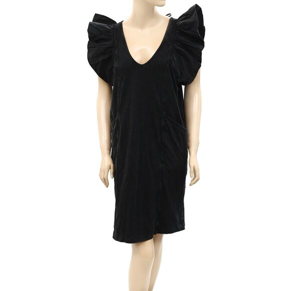 Daily Practice by Anthropologie Flutter-Sleeve Tee Dress Cotton Black S 274161 - Picture 5 of 10